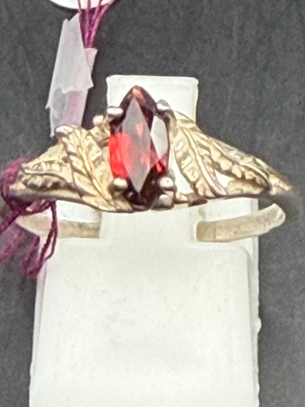 Vintage "New" Sterling Silver Red Stone Ring Size 8.5